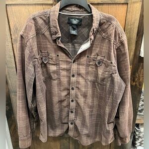 Harley Davidson Plaid Corduroy Long Sleeve Shirt 3XL